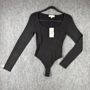 Wild Skye Body Suit Women's Sz L Black Pattern Sweater Long Sleeve Rayon/Poly